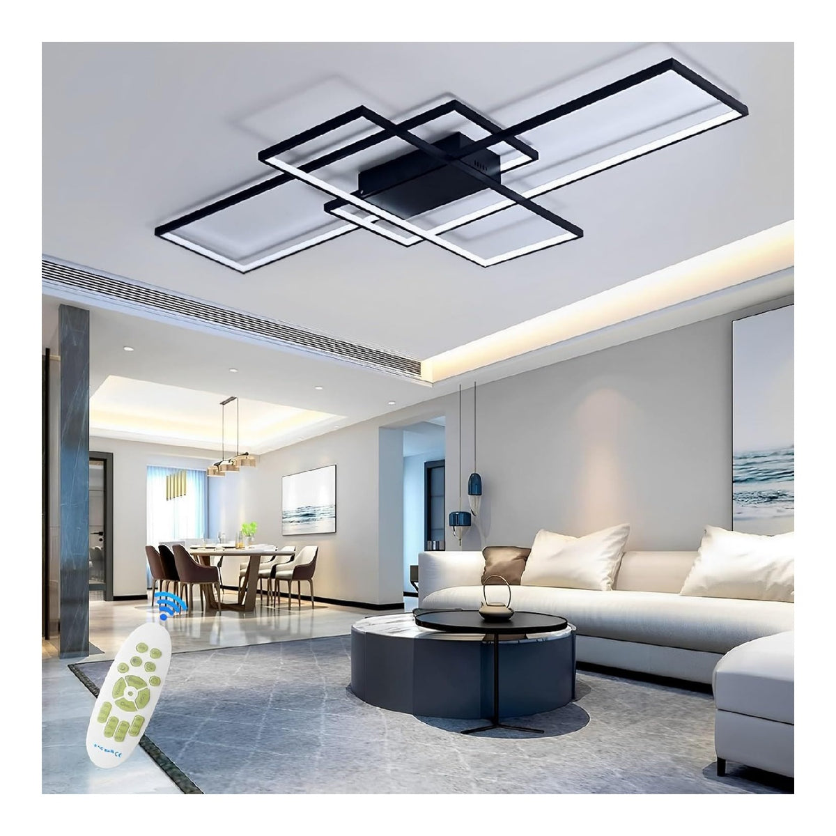 Solution lumineuse Noir et Blanc au dessin sobre en format lustre 65W 3000 K