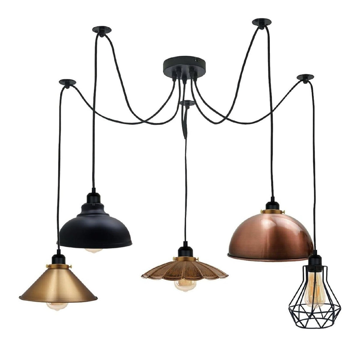 Solution lumineuse Noir au dessin sobre en format suspension 60 W E27