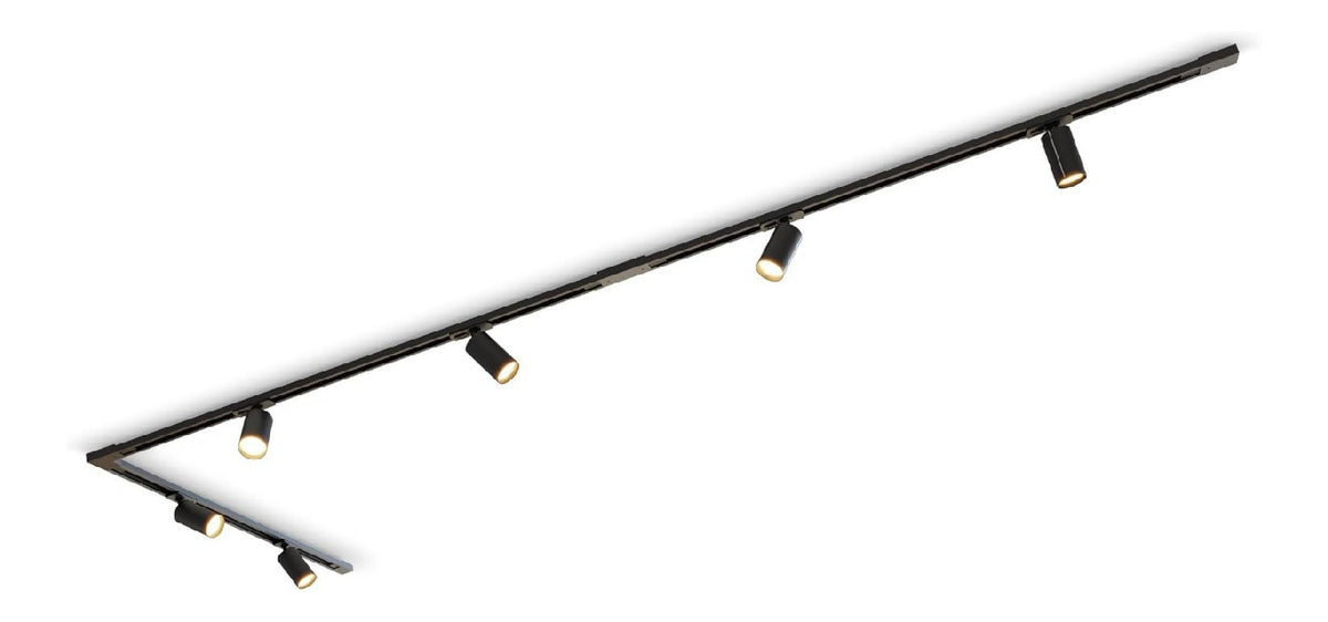 Luminaire Noir et Rouge a silhouette graphique de type rail de spots 40W GU10