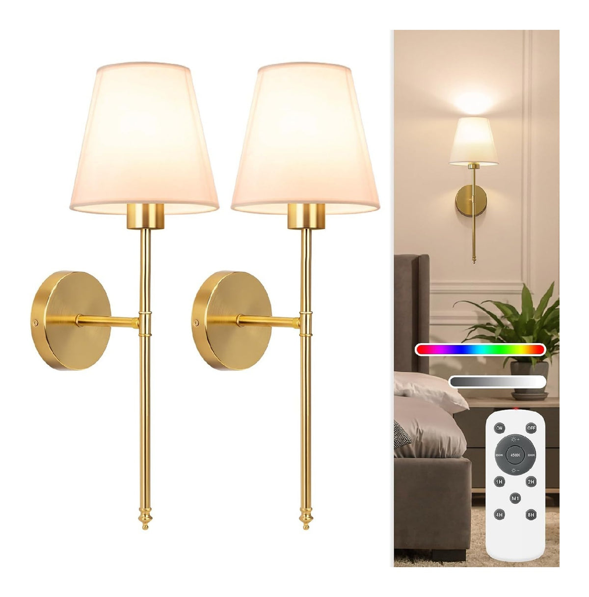 Luminaire Blanc et Dore a silhouette graphique de type applique murale 3000 K