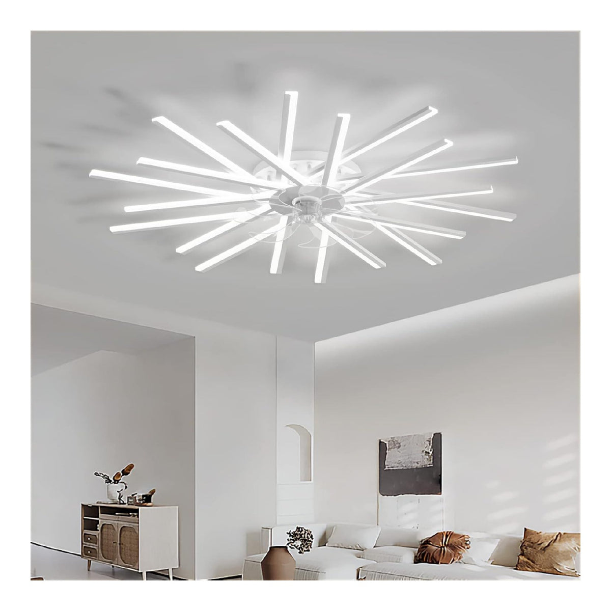 Lustre Blanc et Ambre aux lignes epurees avec eclairage confortable