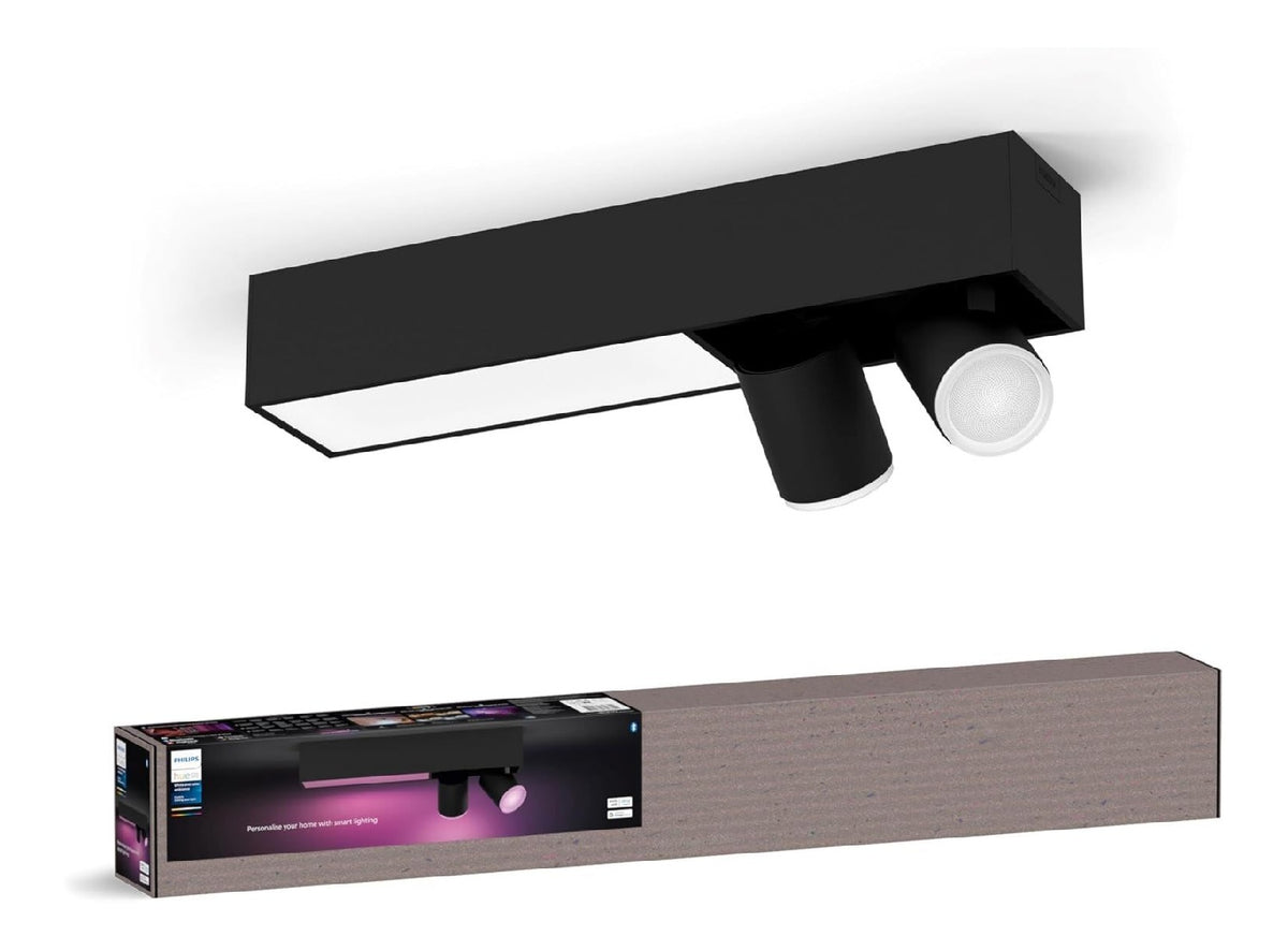 Spot de plafond Noir et Blanc aux lignes epurees avec eclairage confortable GU10