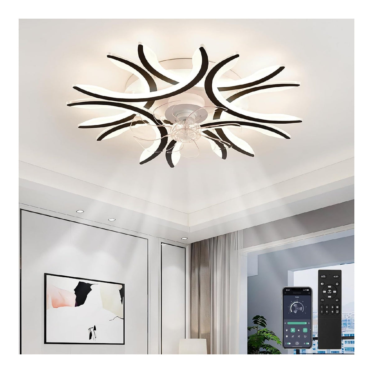 Eclairage Noir et Blanc contemporain en version lustre 1P-2386