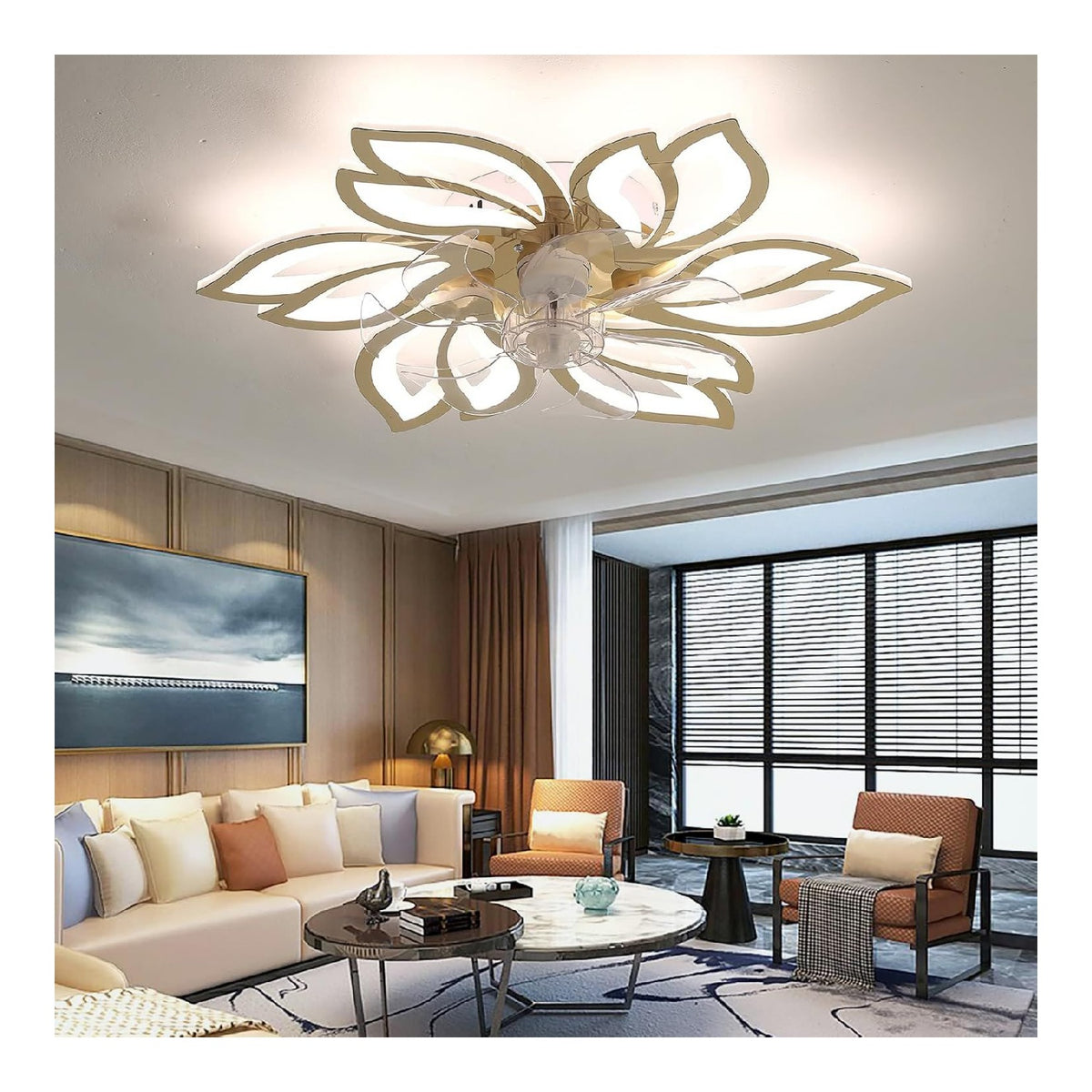 Lustre Dore et Ambre a presence elegante et lumiere agreable 3H-2387