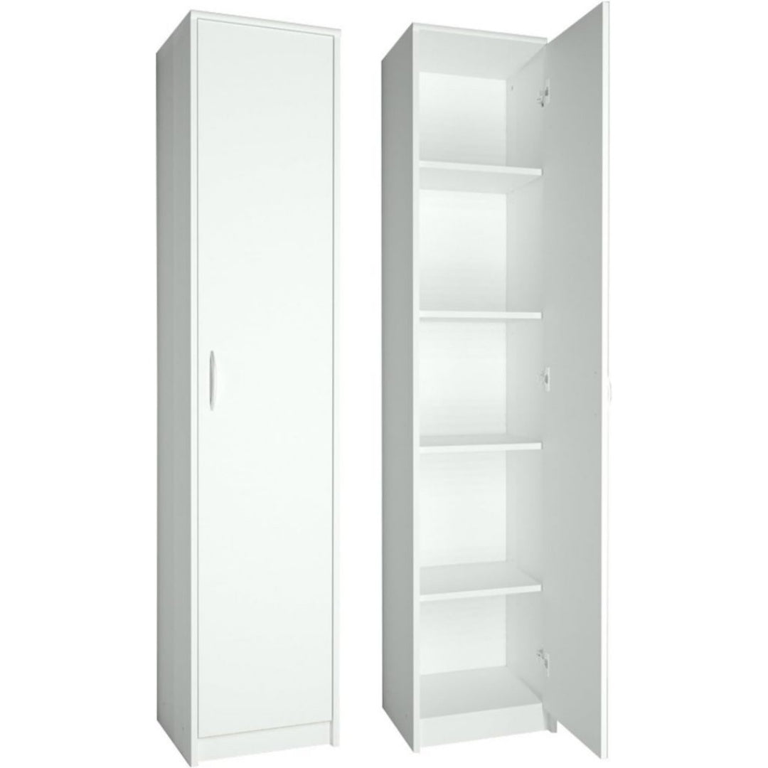 Rangements colonnes finition bois structure metal blanc
