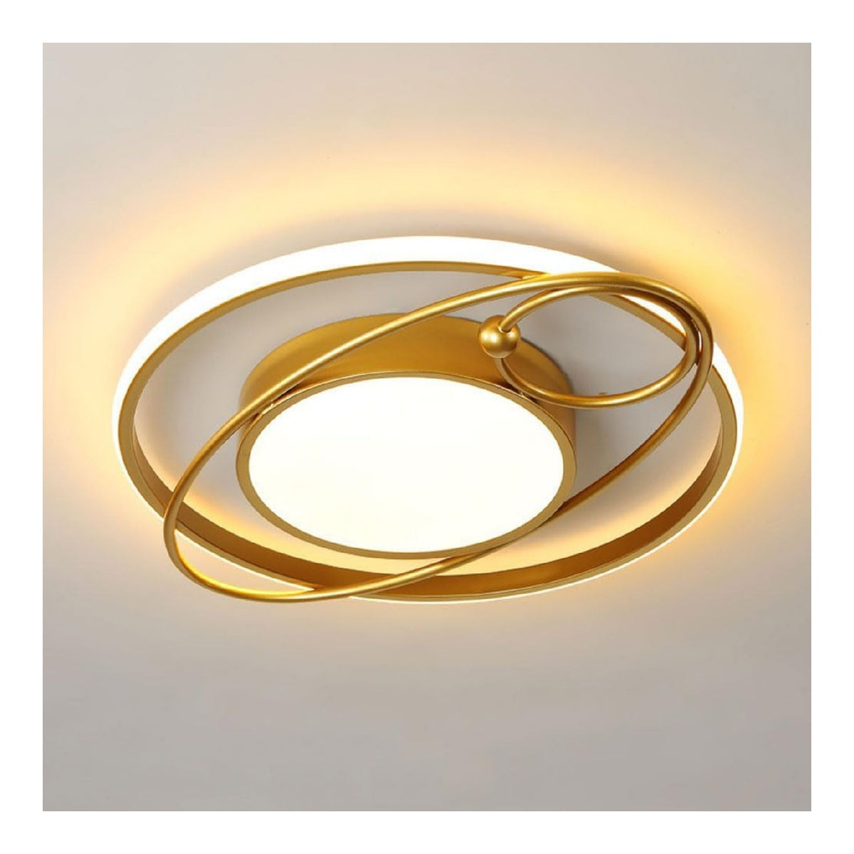 Luminaire Blanc et Ambre a silhouette graphique de type lustre 35 W 3000K