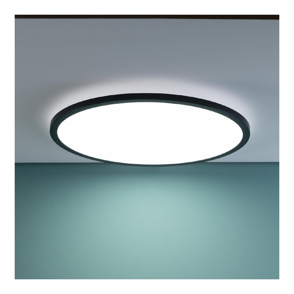 Plafonnier Noir et Blanc aux lignes epurees avec eclairage confortable 38W