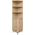 Armoire dangle en bois avec panneaux cannages, meuble de rangement boheme 40 x 40 x 172 cm