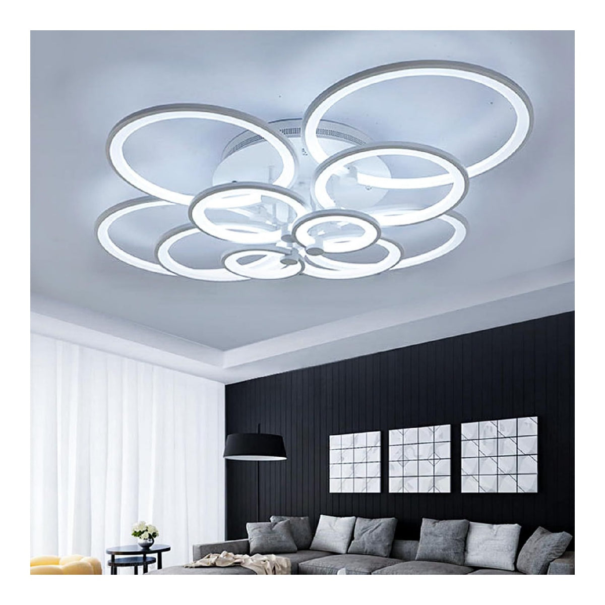 Plafonnier Noir et Blanc a presence elegante et lumiere agreable 108W 6000K