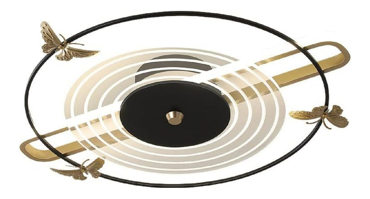 Plafonnier Blanc et Dore a presence elegante et lumiere agreable 30W