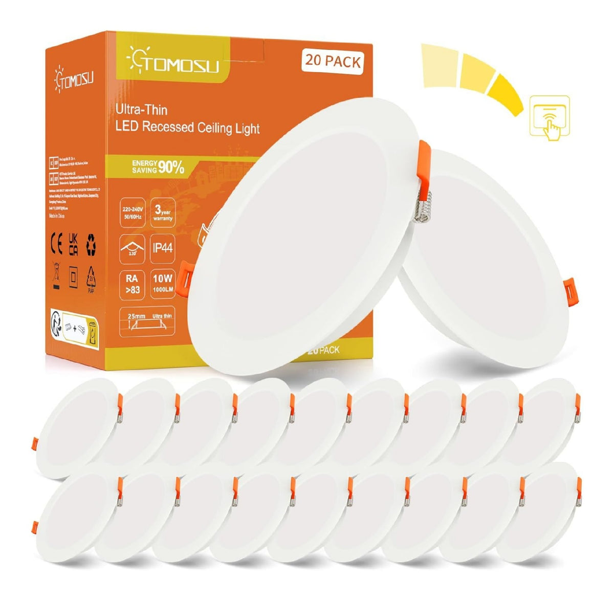 Solution lumineuse Blanc et Ambre au dessin sobre en format spot de plafond 10W IP44 4000K