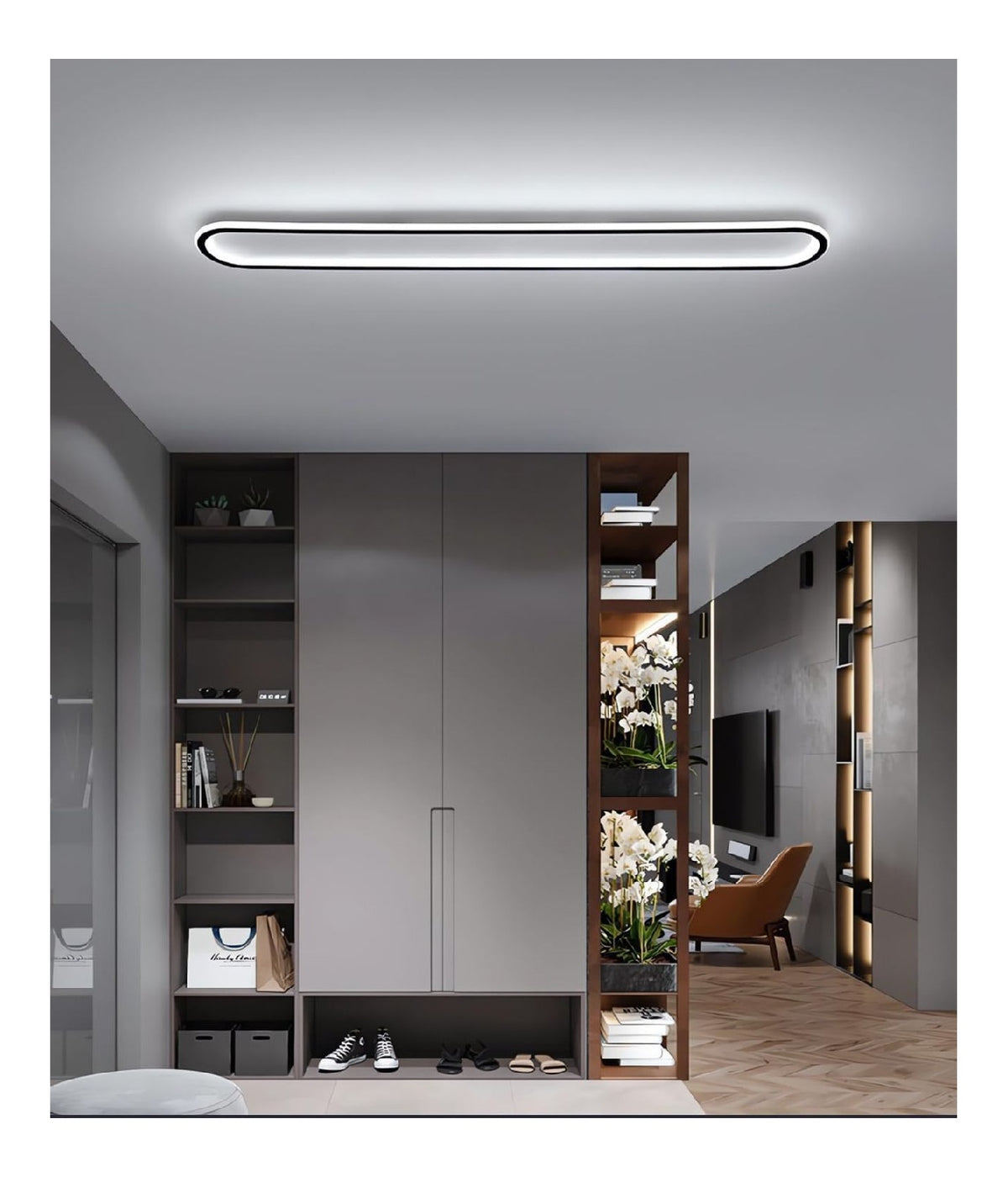 Plafonnier Noir et Ambre a presence elegante et lumiere agreable 6500K