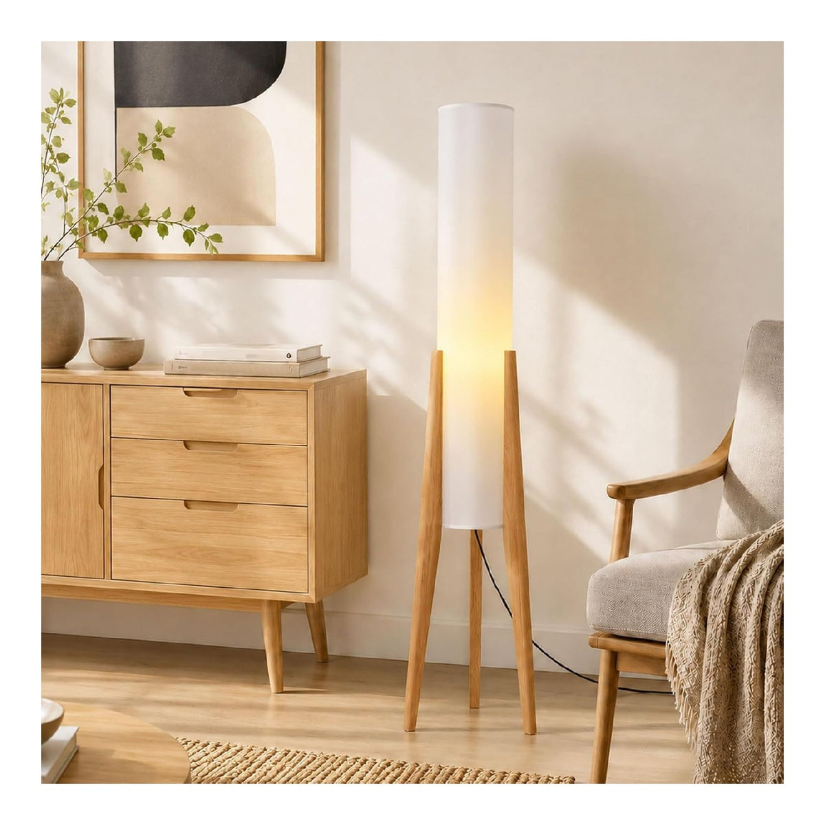 Solution lumineuse Blanc et Ambre au dessin sobre en format lampadaire 60 W E27 LX-9807