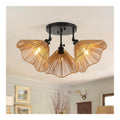 Lustre Ambre et Rouge aux lignes epurees avec eclairage confortable E27