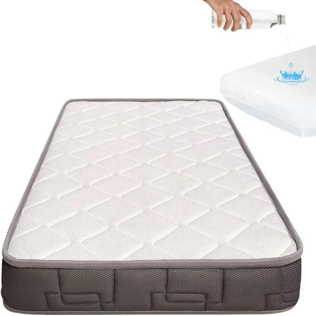 Ensembles de matelas et sommiers finition bois structure metal blanc variante 2422