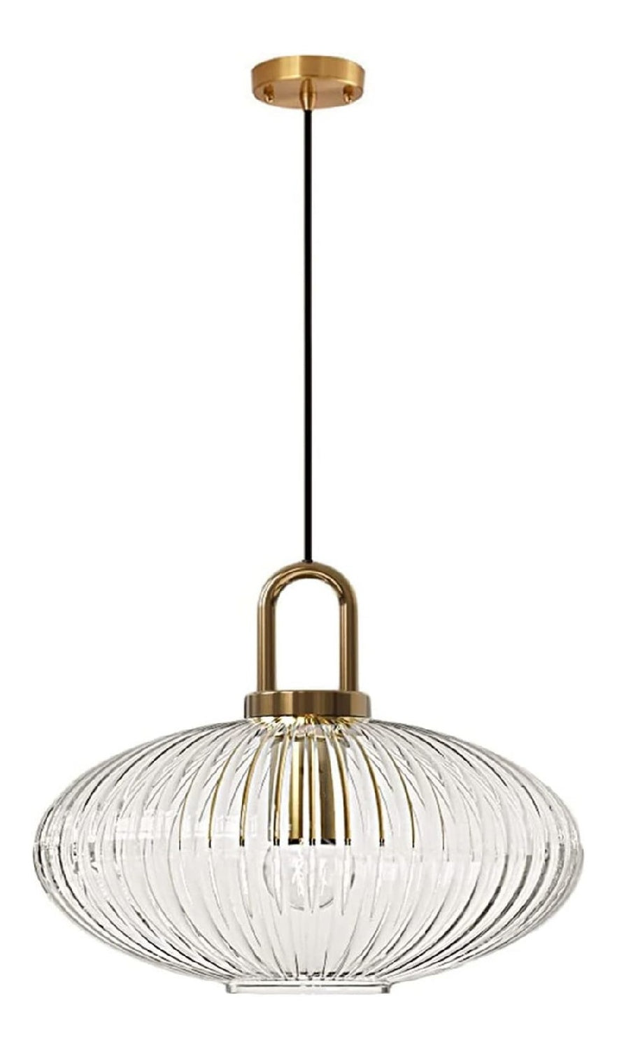 Luminaire Ambre et Bronze a silhouette graphique de type suspension 60W E27