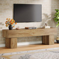 Support TV style ferme 160 cm avec rangement multimedia, meuble bas pour televiseur 55 a 65 pouces, console de salon aspect bois