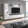 Ensemble de mobilier de salon finition blanc brillant, compatible avec eclairage LED en option