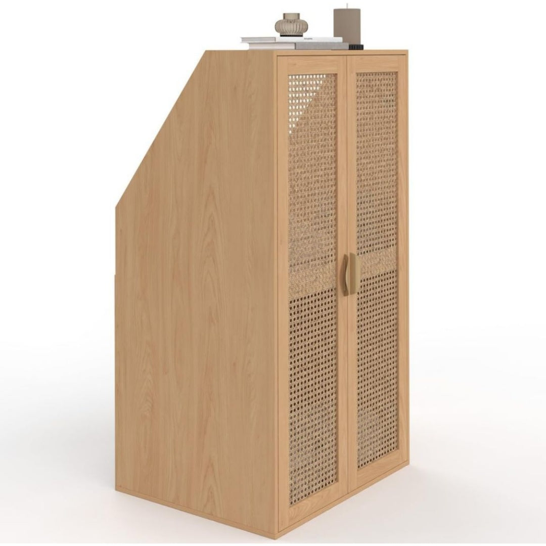 Ilots de rangement mobiles avec tiroirs sur roulettes chene