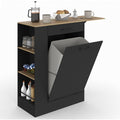 Meuble de cuisine compact avec espace pour poubelle, tablette rabattable et rangements lateraux