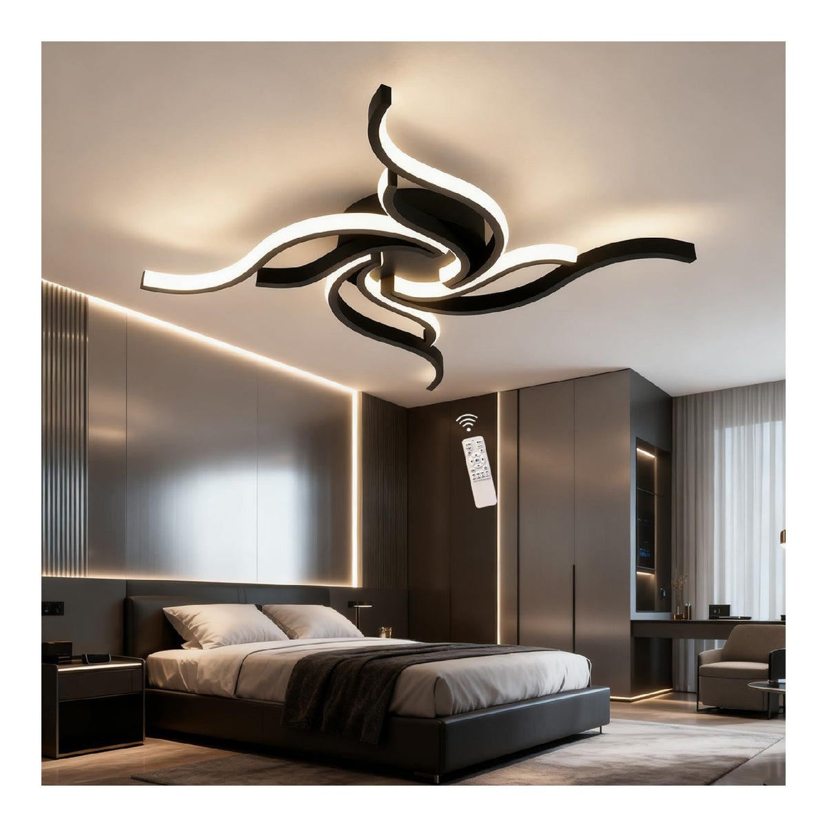 Eclairage Noir et Blanc contemporain en version plafonnier 56W 3000K