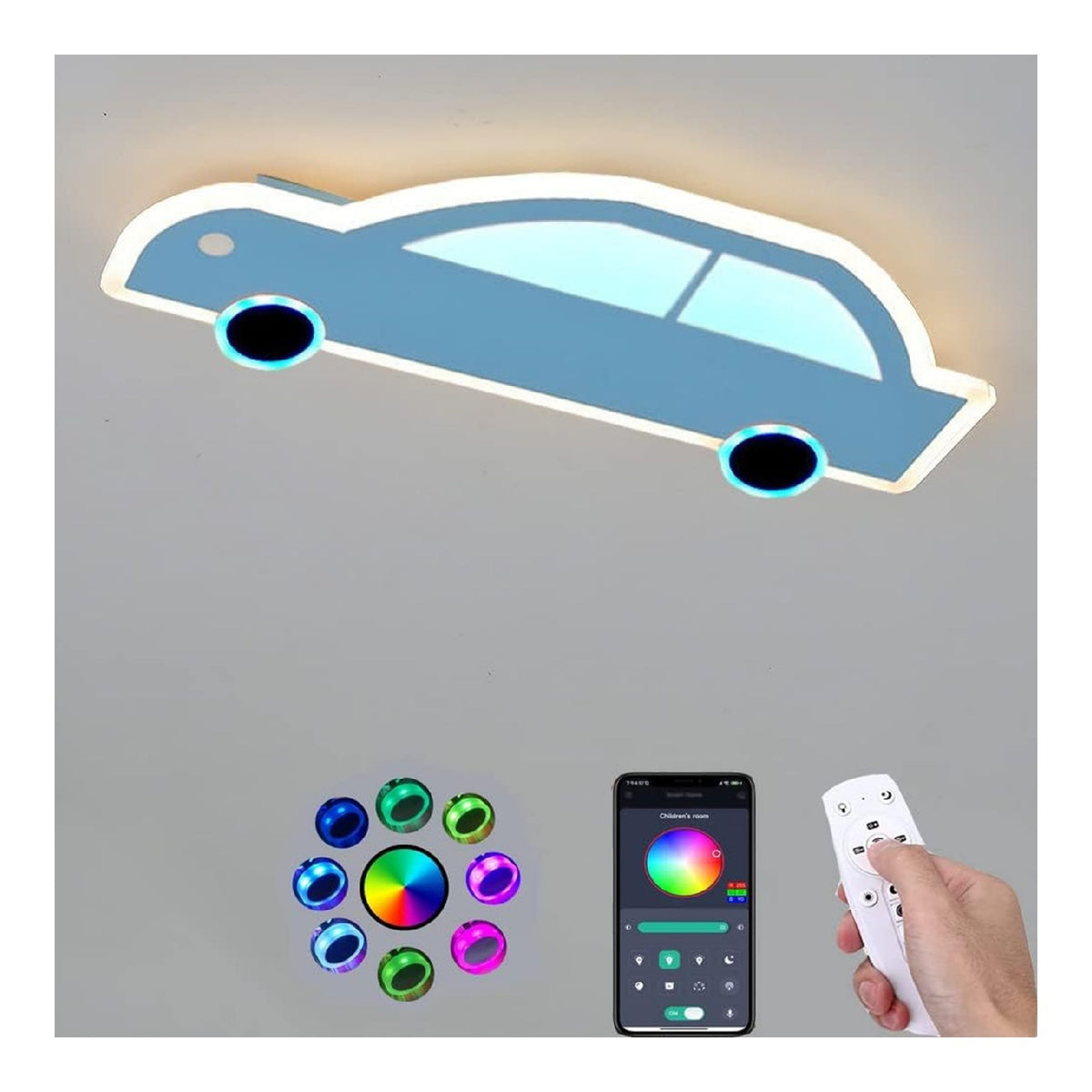 Luminaire Ambre et Bleu a silhouette graphique de type plafonnier 36W 3000K