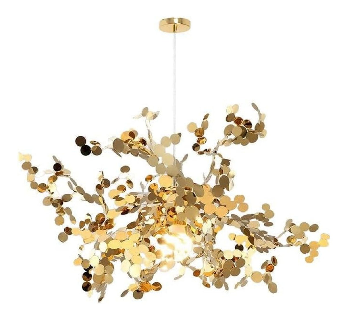 Suspension Dore et Ambre a presence elegante et lumiere agreable