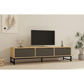 Support TV industriel 160 cm avec structure en metal et finition saphir noir, meuble multimedia pour salon