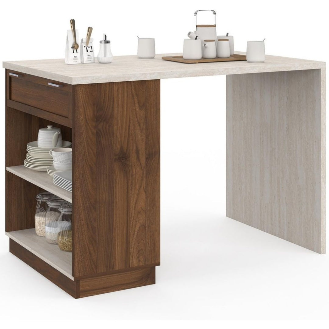 Ensembles de meubles finition bois structure metal beige