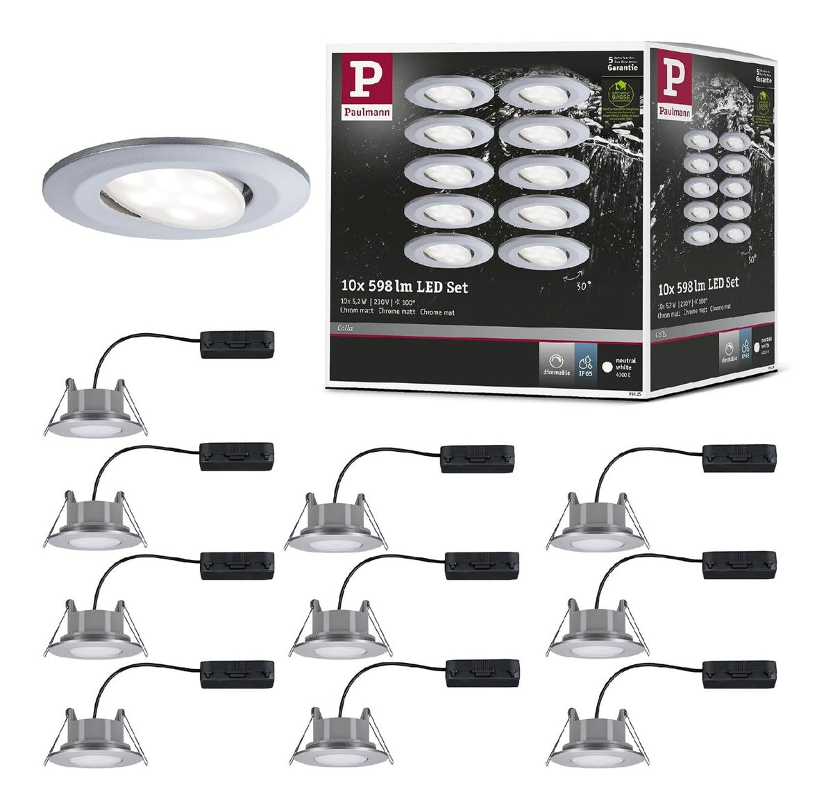Eclairage Blanc et Argente contemporain en version spot de plafond 2W IP65 4000K