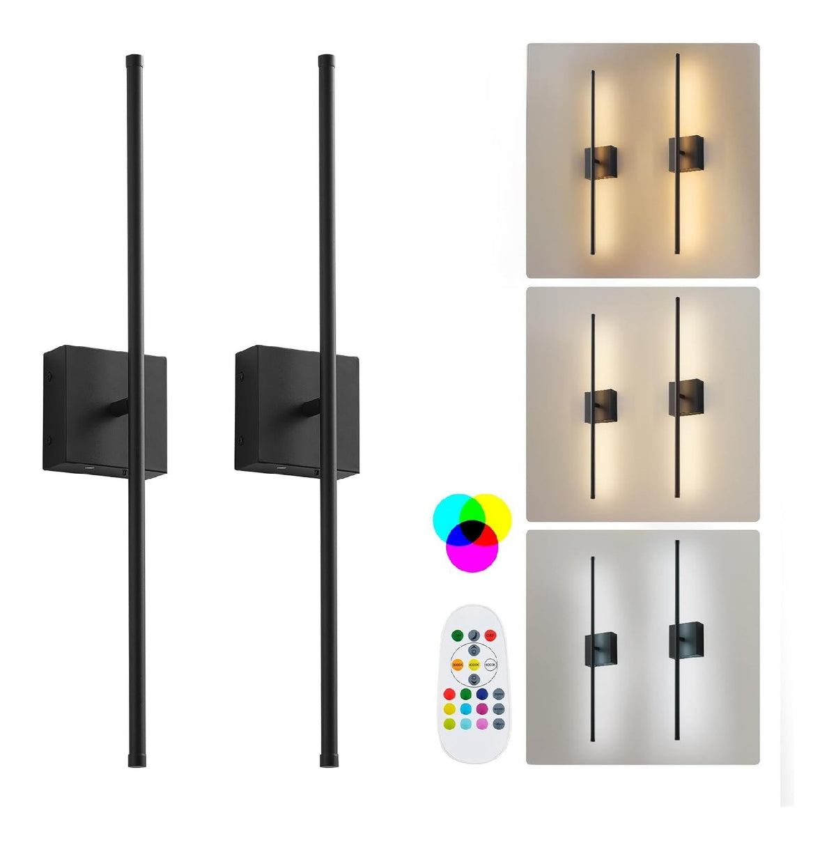 Applique murale decoratif Noir et Blanc avec diffusion lumineuse harmonieuse 3000 K