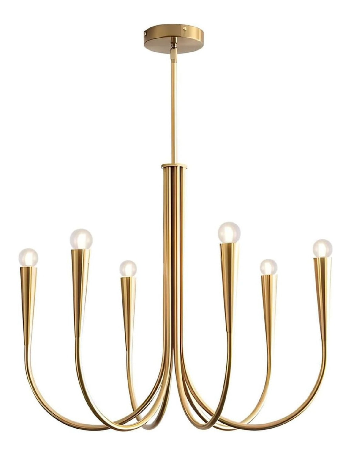 Luminaire Blanc et Dore a silhouette graphique de type suspension E14