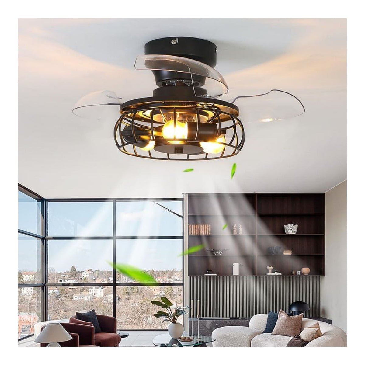 Lustre Ambre aux lignes epurees avec eclairage confortable E27